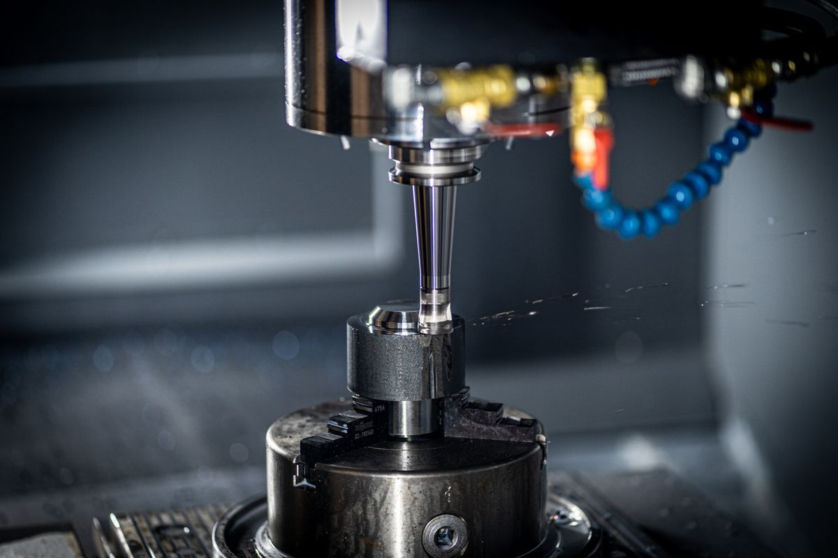 Cutting tool loaded in a CNC machine spindle